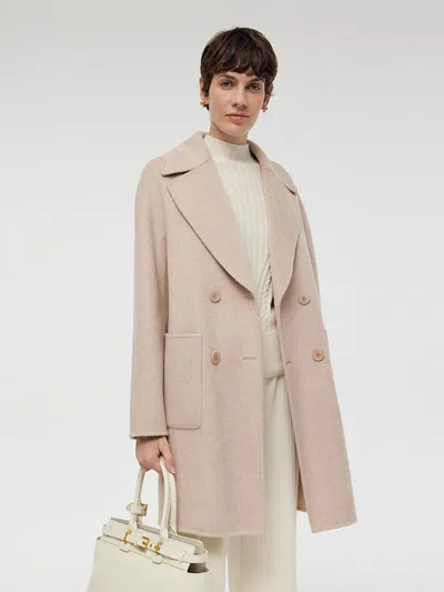 Goelia Wool Alpaca Double-breasted Women Coat In Neutral