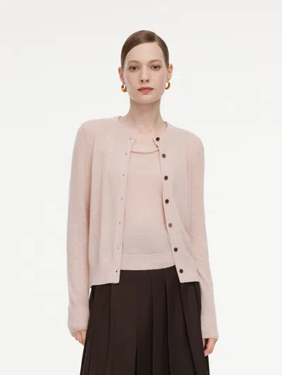 Goelia Wool Blend Cardigan And Tank Top Two-piece Set In Light Melange Pink