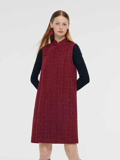 Goelia Wool Blend Mini Dress And Knit Top Two-piece Set In Burgundy