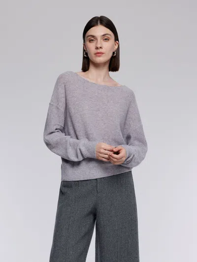 Goelia Wool Blend Sequins Boat Neck Women Sweater In Gray