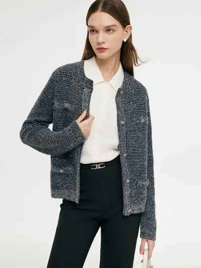 Goelia Wool Blend Sequins Women Cardigan In Blue