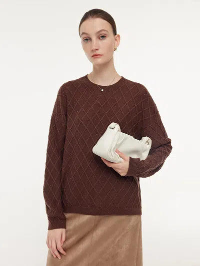 Goelia Wool Blend Sequins Women Sweater In Brown