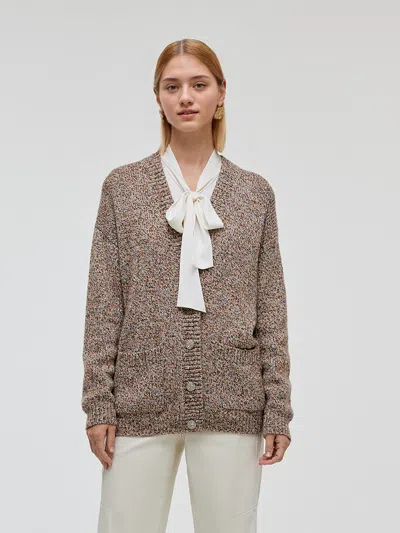 Goelia Wool Blend Single-breasted Women Cardigan In Brown