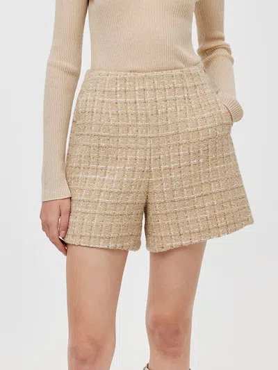 Goelia Wool Blend Tweed A-line Women Shorts In Brown
