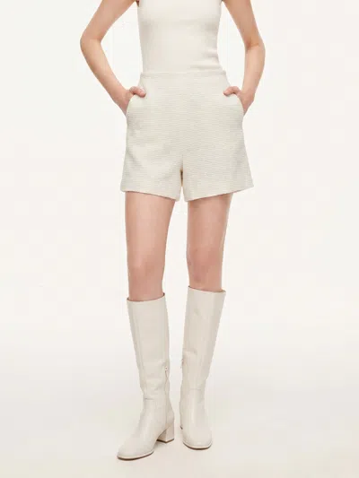 Goelia Wool Blend Tweed A-line Women Shorts In White