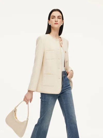 Goelia Wool Blend Tweed Braided Trim Women Jacket In Multi