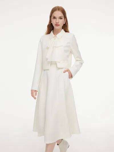 Goelia Wool Blend Tweed Cropped Jacket And Sleeveless Dress Two-piece Set In Off White