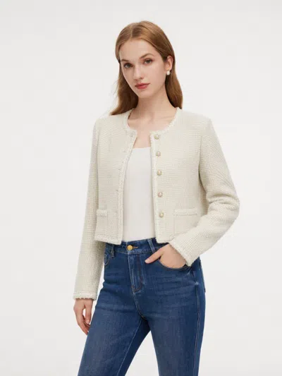 Goelia Wool Blend Tweed Women Cropped Jacket In Neutral