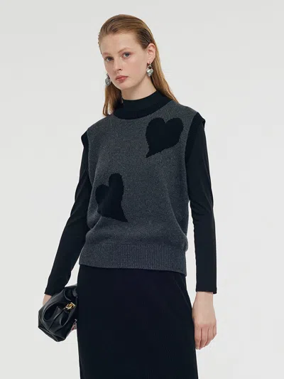 Goelia Wool Blend Vest And Mock Neck Top Two-piece Set In Gray