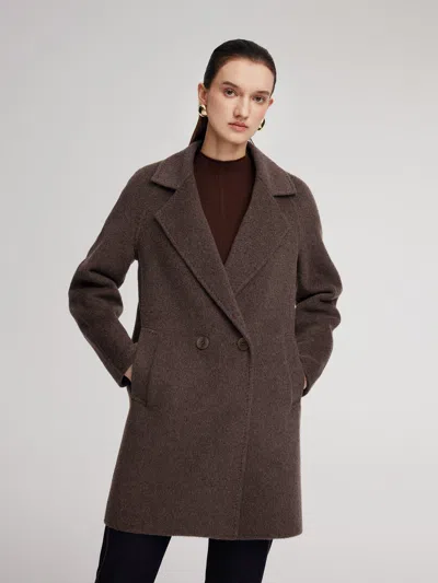 Goelia Wool Camel Hair Blend Double-faced Women Coat In Brown