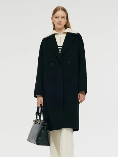 Goelia Wool Cashmere Double-faced Unisex Mid-length Coat In Multi
