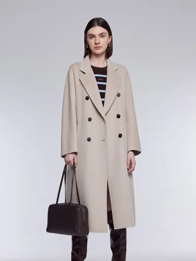 Goelia Wool Cashmere Double-faced Women Wrap Overcoat In Gray