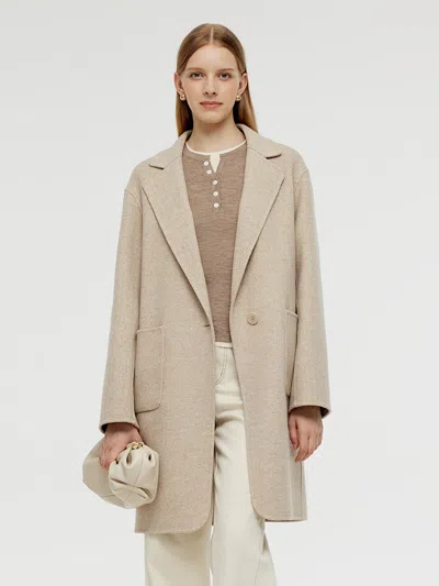 Goelia Wool Cashmere Herringbone Women Mid-length Coat In Multi