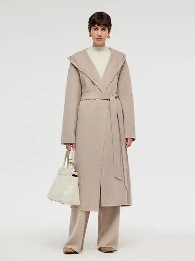 Goelia Wool Cashmere Unisex Hooded Wrap Coat In Brown