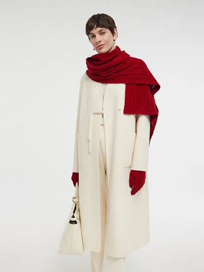 Goelia Wool Cashmere V-neck Women Overcoat In White