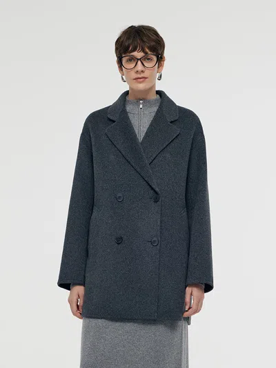 Goelia Wool Double-breasted Women Coat In Blue