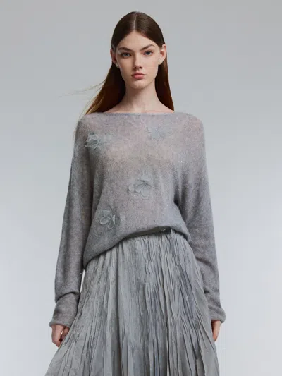 Goelia Wool Lyocell Blend 3d Butterfly Women Sweater In Pink