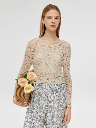 Goelia Wool Openwork Women Crop Knit Top With Camisole In Multi