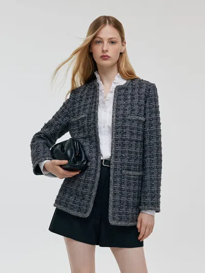 Goelia Wool Sequins Tweed Women Jacket In Gray