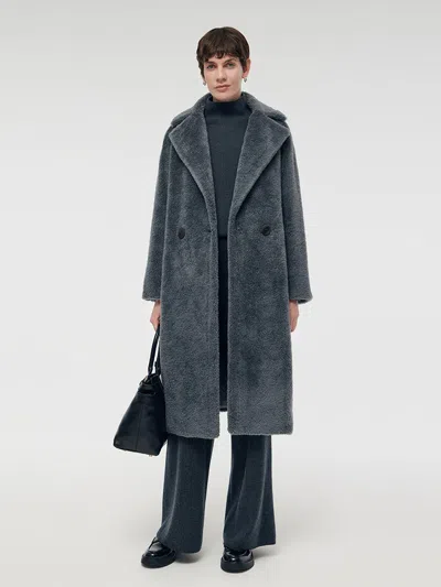 Goelia Wool Unisex Teddy Overcoat In Gray