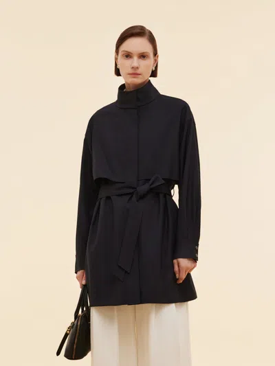 Goelia Worsted Wool Blend Women Trench Coat In Blue