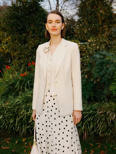 Goelia Worsted Wool One Button Women Blazer In White