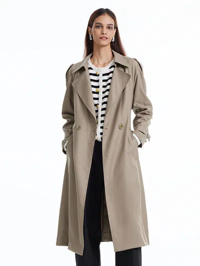Goelia Worsted Woolen Double-breasted Trench Coat In Multi
