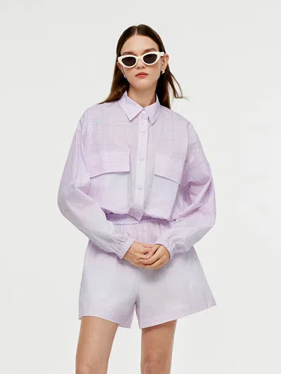Goelia X Christine Phung Crop Jacket And Shorts Two-piece Set In Purple