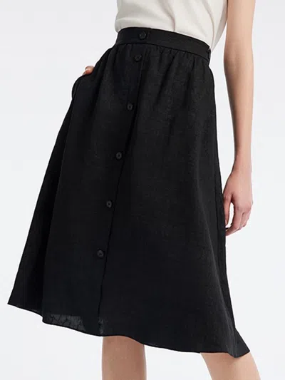 Goelia Xiang Yun Silk Knee-length Women Skirt In Black