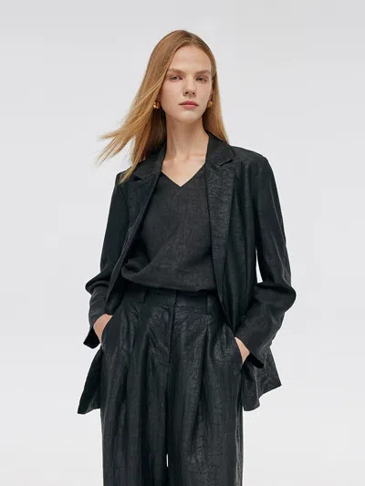 Goelia Xiang Yun Silk One-button Unisex Blazer In Black