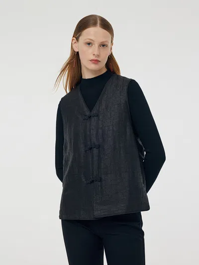 Goelia Xiang Yun Silk Unisex Vest In Black
