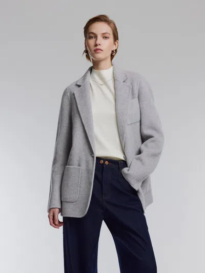 Goelia Yak Silk Wool Blend Double-faced Women Blazer In Gray