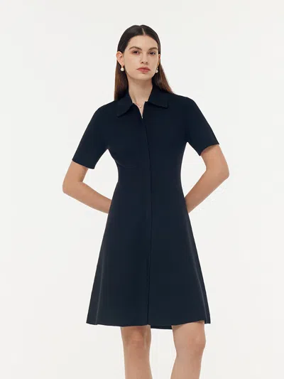 Goelia Zip-up Gathered Waist Women Convertible Knit Mini Dress In Black