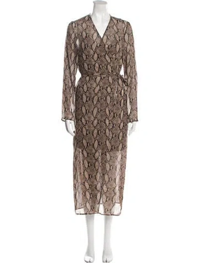Pre-owned Goen J Animal Print Long Dress In Brown