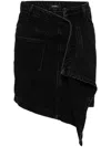 Goen J Asymmetric Draped Denim Skirt In Black