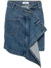Goen J Asymmetric Draped Denim Skirt In Blue