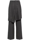 Goen J Asymmetric Pleats Detailed Straight Pants In Grey