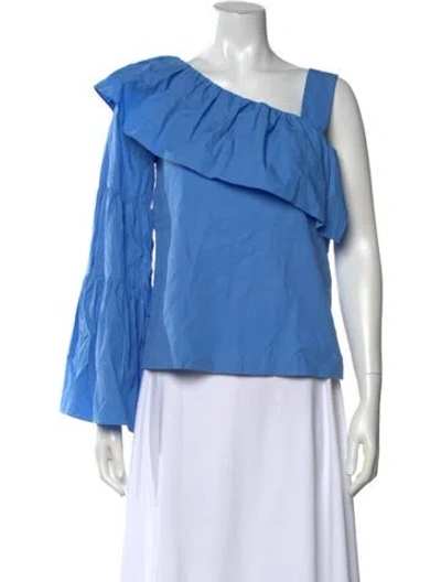 Pre-owned Goen J Asymmetrical Long Sleeve Top In Blue