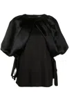 Goen J Balloon-sleeve Twisted Front Top In Black