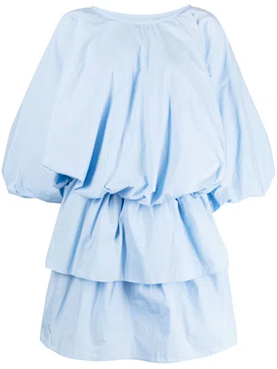 Goen J Balloon-sleeves Poplin Dress In Blue
