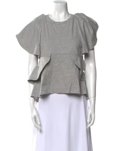Pre-owned Goen J Bateau Neckline Short Sleeve Top In Gray