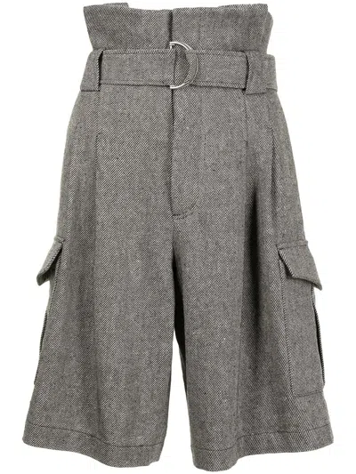 Goen J Belted Paperbag-waist Bermuda Shorts In Grey
