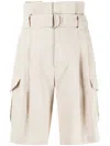 Goen J Belted Paperbag-waist Bermuda Shorts In Neutrals