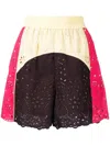 Goen J Broderie-anglaise Floral-lace Track Shorts In Multicolour