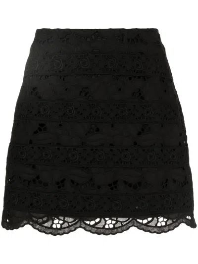 Goen J Lace Detail A-line Skirt In Black
