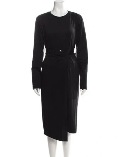 Pre-owned Goen J Crew Neck Knee-length Dress In Black