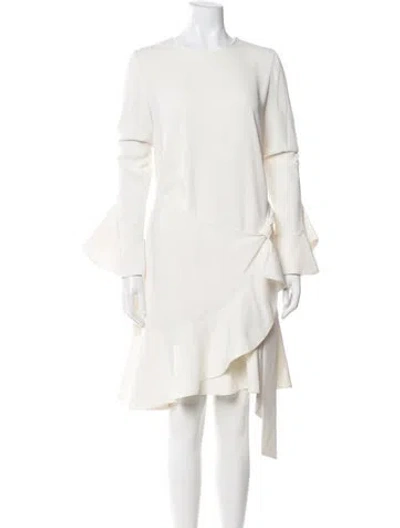 Pre-owned Goen J Crew Neck Knee-length Dress In White