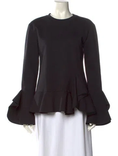 Pre-owned Goen J Crew Neck Long Sleeve Top In Black