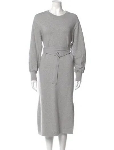 Pre-owned Goen J Crew Neck Midi Length Dress In Gray