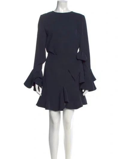 Pre-owned Goen J Crew Neck Mini Dress In Blue